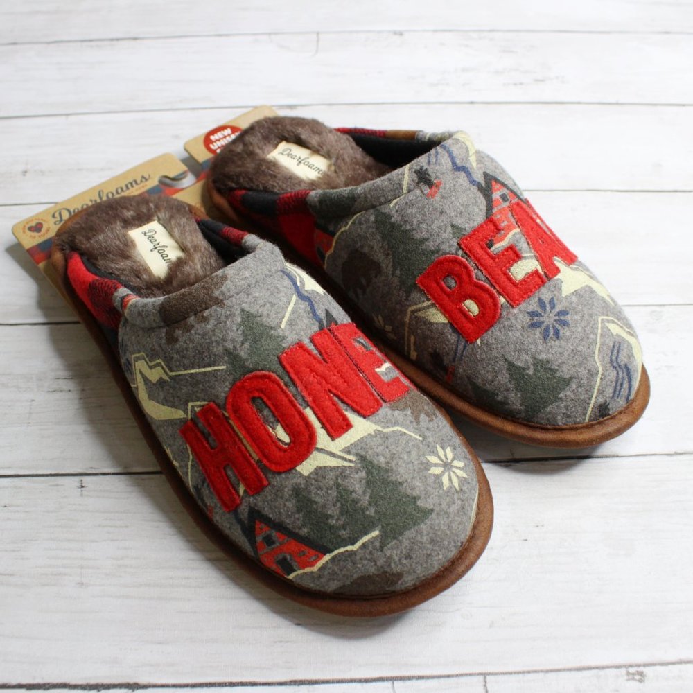 Dearfoams Men's Mule Slippers Size 5-6 Honey Bear